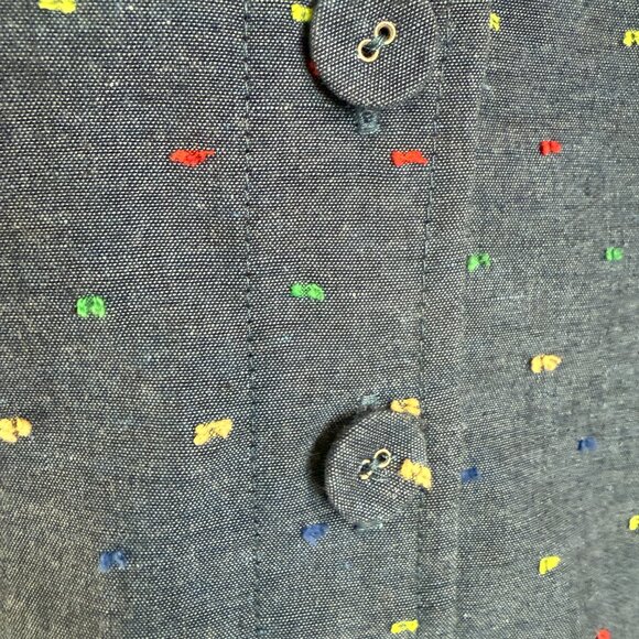 Modcloth Size Large Blue Button Front Tank Top Colorful Polka Dots Swiss Dots - Picture 10 of 11